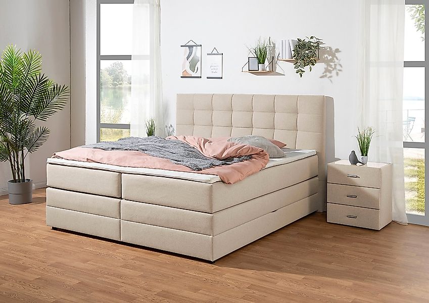 Places of Style Boxspringbett "Ethan", inkl. Topper und geräumigen Bettkast günstig online kaufen