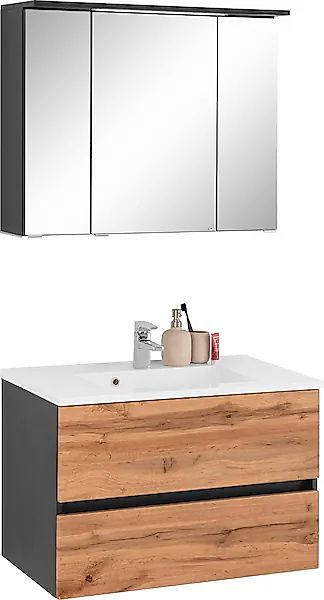 welltime Badmöbel-Set »Lucca«, (2 St.), Breite 80 cm, mit direkter LED-Bele günstig online kaufen