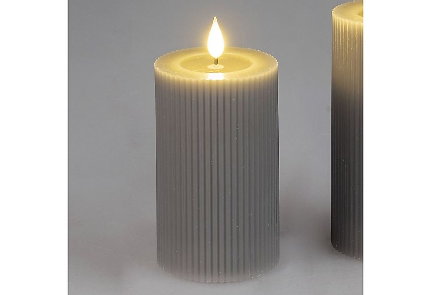 formano LED-Kerze Streifen, Mit Timerfunktion, Grau, Motiv: Rillen günstig online kaufen