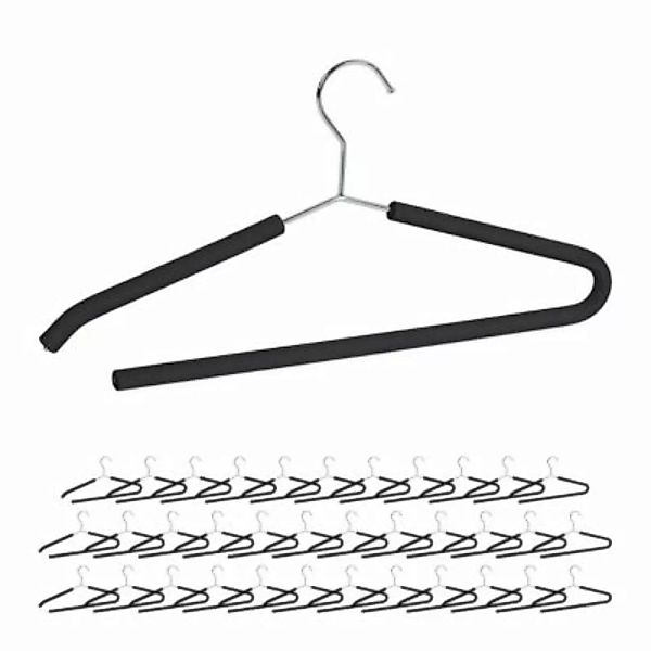 relaxdays 36 x Schaumstoff Kleiderbügel schwarz günstig online kaufen