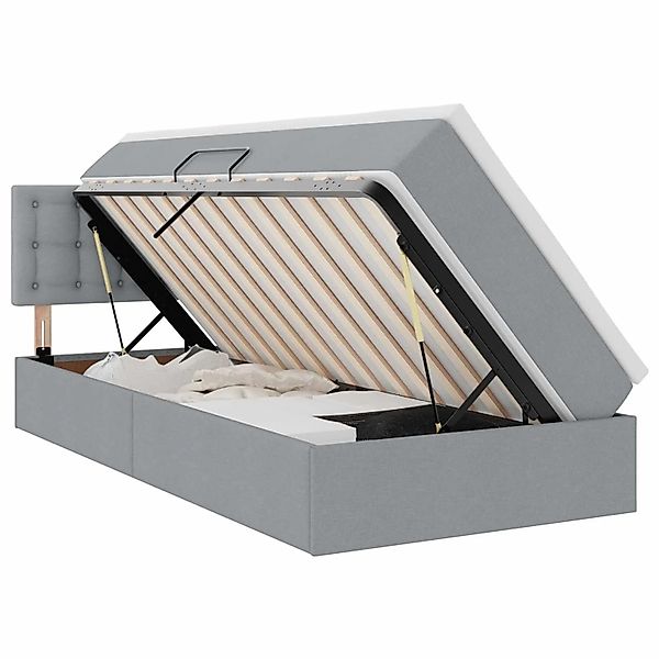 vidaXL Bett mit Stauraum und LED mit LED Hellgrau 100 x 200 cm Stoff 337125 günstig online kaufen