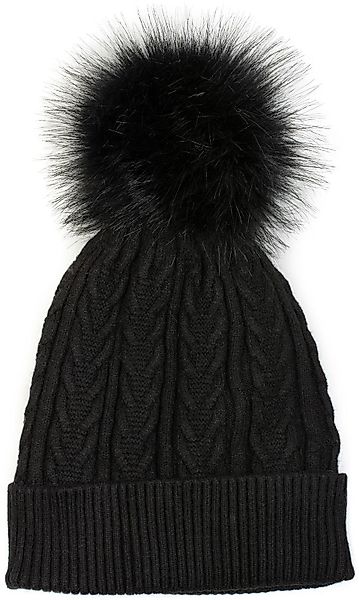 styleBREAKER Bommelmütze Feinstrick Bommelmütze mit Zopfmuster günstig online kaufen