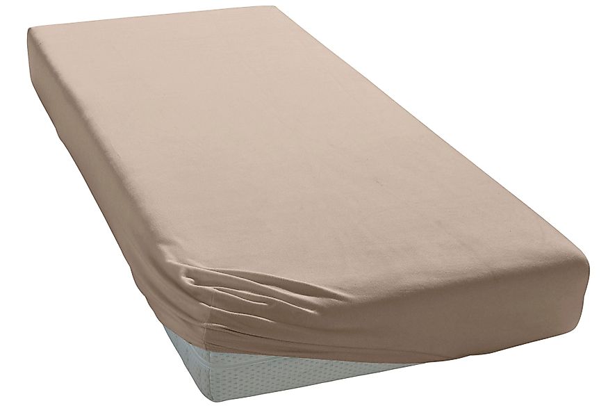 Elegante Spannbettlaken Uni Zwirn-Jersey, Mako-Jersey, Gummizug: günstig online kaufen