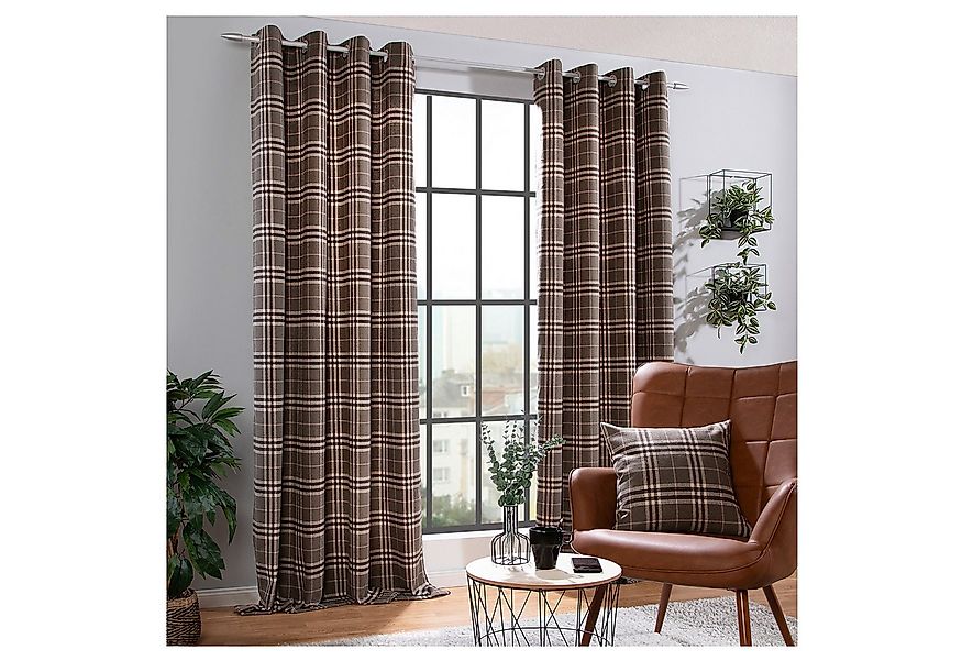 heimtexland Vorhang Dekoschal Wolle Tartan Karo Ösenschal Deko Gardine (1 S günstig online kaufen