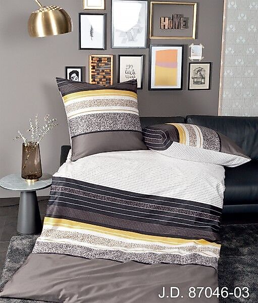 Janine Janine Mako-Satin Bettwäsche J.D. 87046 gelbgold braun schwarz Größe günstig online kaufen