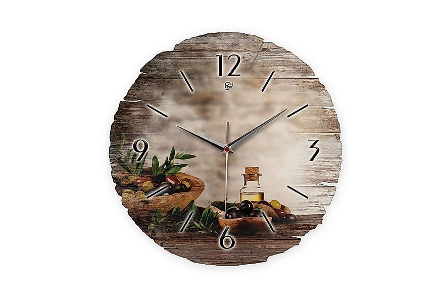 Kreative Feder Wanduhr Wanduhr "Bunte Oliven" aus Naturholz (ohne Ticken, F günstig online kaufen