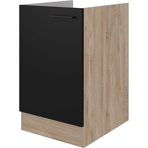 Flex-Well Exclusiv Küchen-Spülenunterschrank Capri 50cm Schwarz Matt-Endgra günstig online kaufen