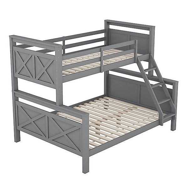 Gotagee Etagenbett Holzbett Kinderbett Jugendbett Doppelbett mit Leiter Gra günstig online kaufen