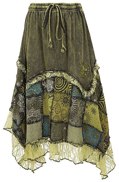 Guru-Shop Minirock Langer Boho stonewash Patchwork Zipfelrock.. alternative günstig online kaufen