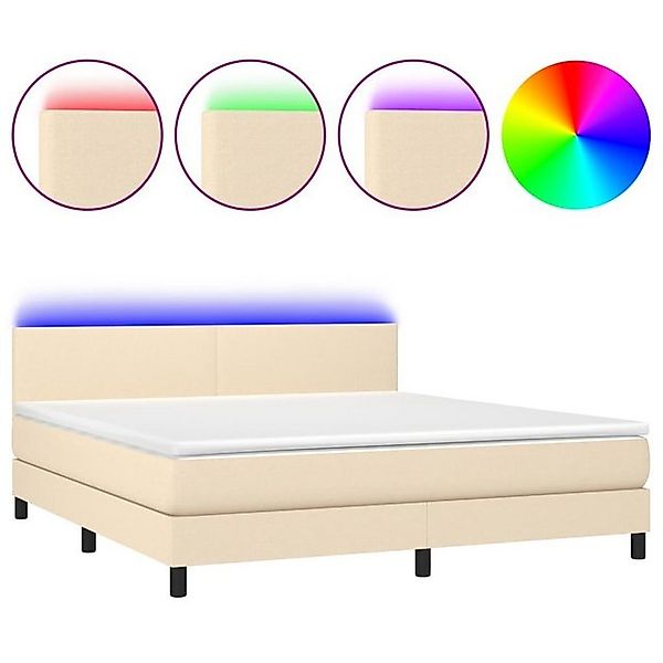 vidaXL Boxspringbett Boxspringbett mit Matratze LED Creme 160x200 cm Stoff günstig online kaufen