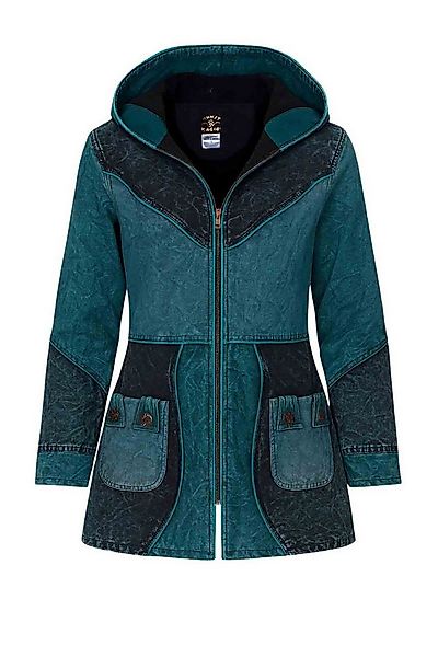 KUNST UND MAGIE Langjacke Vintage Damen Kurz Mantel + Kapuze Stonewashed Ja günstig online kaufen