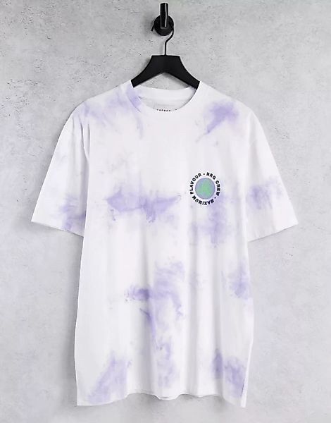Topman – Weißes Oversize-T-Shirt mit Batikmuster und „Zest“-Print vorne und günstig online kaufen