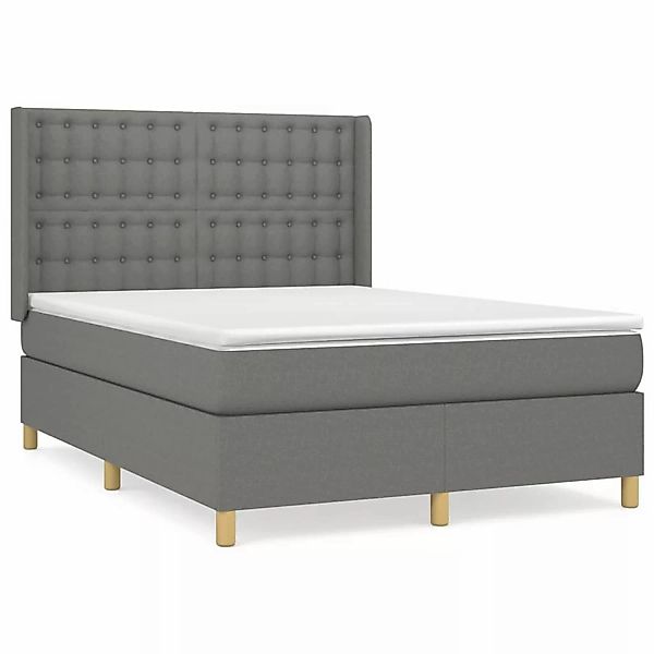 vidaXL Boxspringbett mit Matratze Dunkelgrau 140x200 cm Stoff1396448 günstig online kaufen
