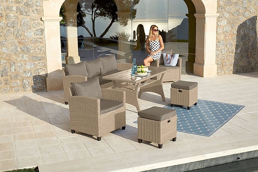 KONIFERA Gartenlounge-Set Amsterdam, (Set, 16-tlg., 1x 3er Sofa, 1x 2 Sesse günstig online kaufen