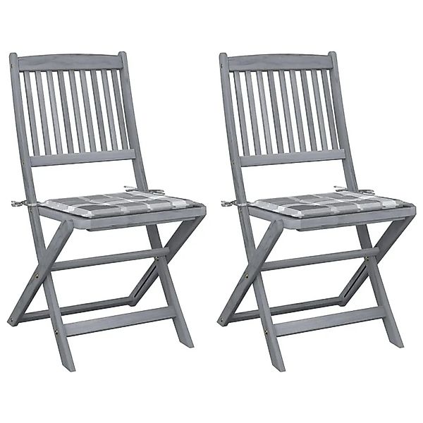 vidaXL Klappbare Gartenstühle 2 Stk mit Kissen Massivholz Akazie 3064550 günstig online kaufen