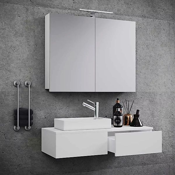 Modernes Badezimmermöbelset in Weiß die Wandmontage (zweiteilig) günstig online kaufen