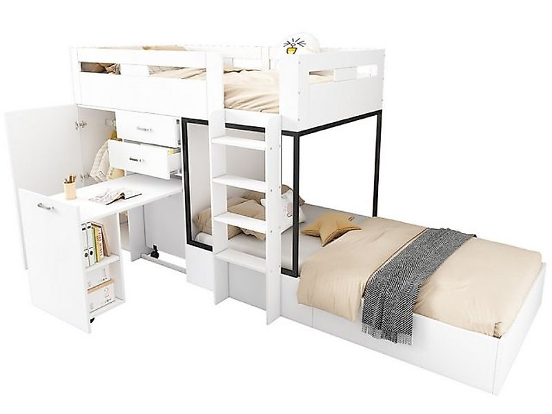 SeedWave Etagenbett Kinderbett mit versteckte Schubladen und Schreibtisch,E günstig online kaufen