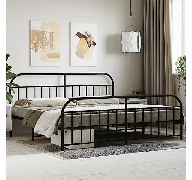 furnicato Bett Bettgestell mit Kopf- und Fußteil Metall Schwarz 200x200 cm günstig online kaufen