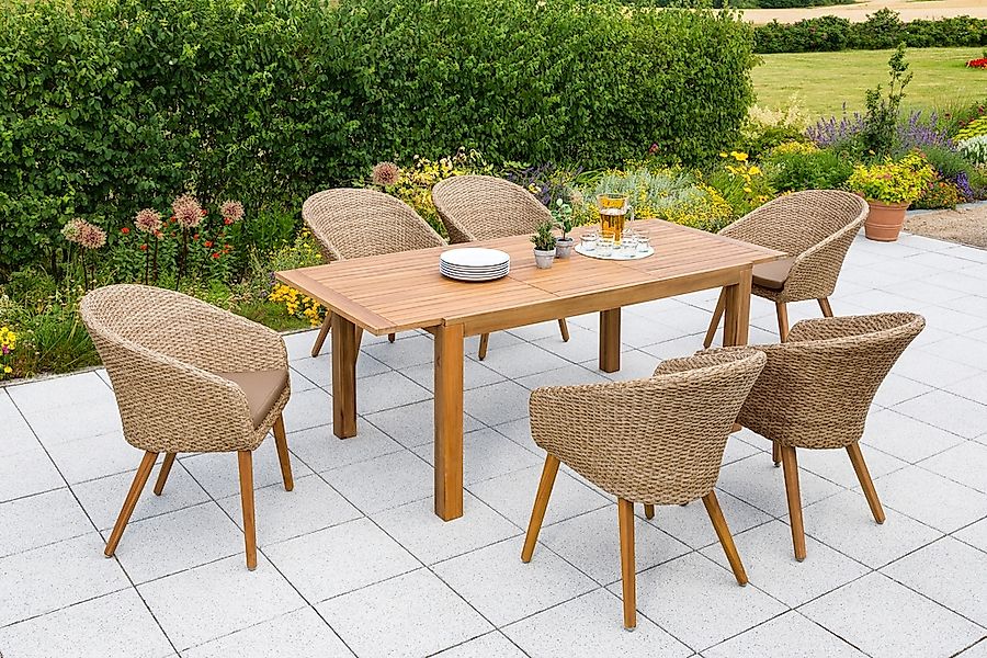 MERXX Garten-Essgruppe "Arrone", (7 tlg.), 6 Stühle und Tisch, mit Sitzpols günstig online kaufen