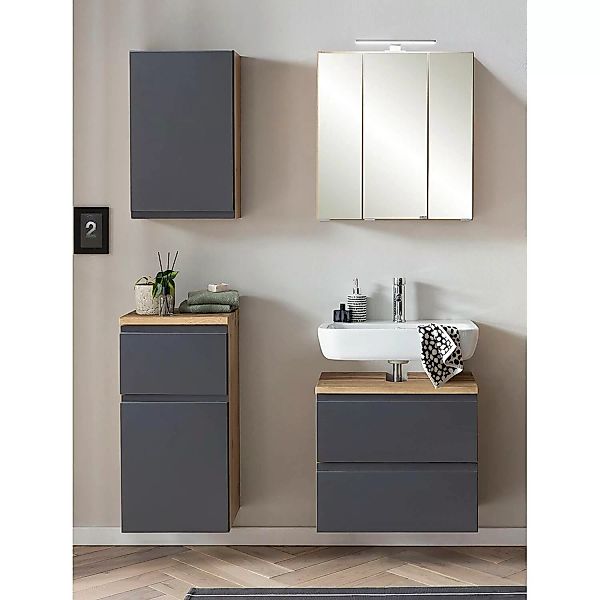 Badezimmer Set, stehend/hängend, in Wotan Eiche Nb. mit matt grau, VASTO-03 günstig online kaufen