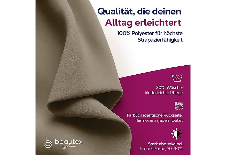 Beautex Verdunkelungsvorhang Verdunkelungsgardine Kräuselband Vorhang blick günstig online kaufen