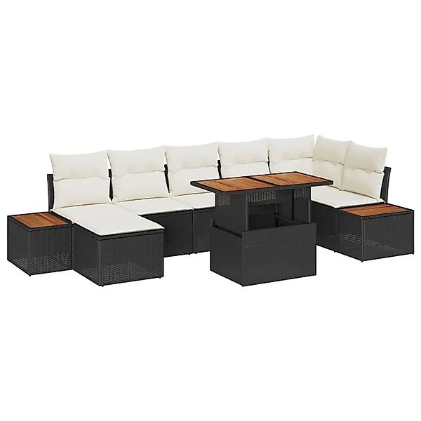 vidaXL Garten Essgruppe mit Kissen 8-Tlg Schwarz und Beige 3350089 günstig online kaufen