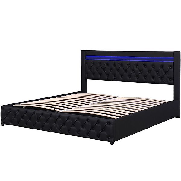 Gotagee Polsterbett Funktionsbett 140x200cm mit LED Doppelbett mit Stauraum günstig online kaufen