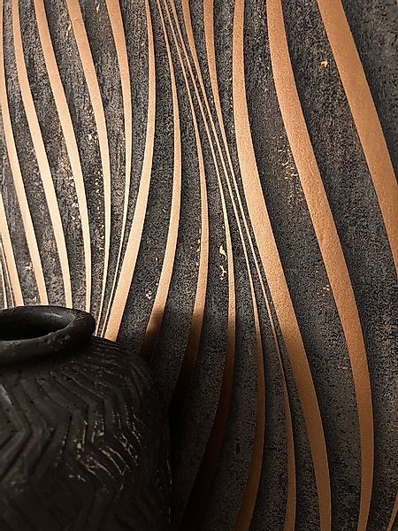 Newroom Vliestapete Armani Black Copper Tapete Glanztapete Wellen,Linien,St günstig online kaufen
