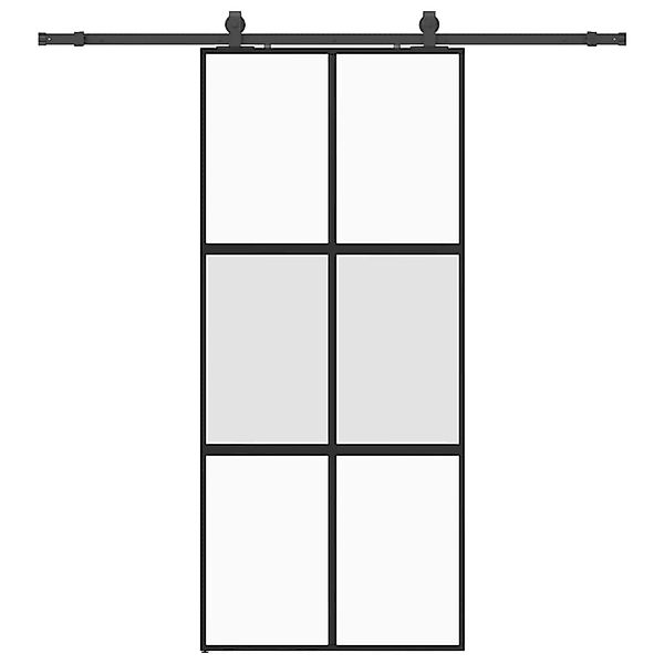 vidaXL Schiebetür mit Beschlag Schwarz 90x205 cm Hartglas 3375884 günstig online kaufen