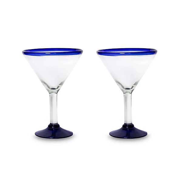 Martini Gläser Aus Mexiko Im 2er Set Blauer Rand Traditional günstig online kaufen
