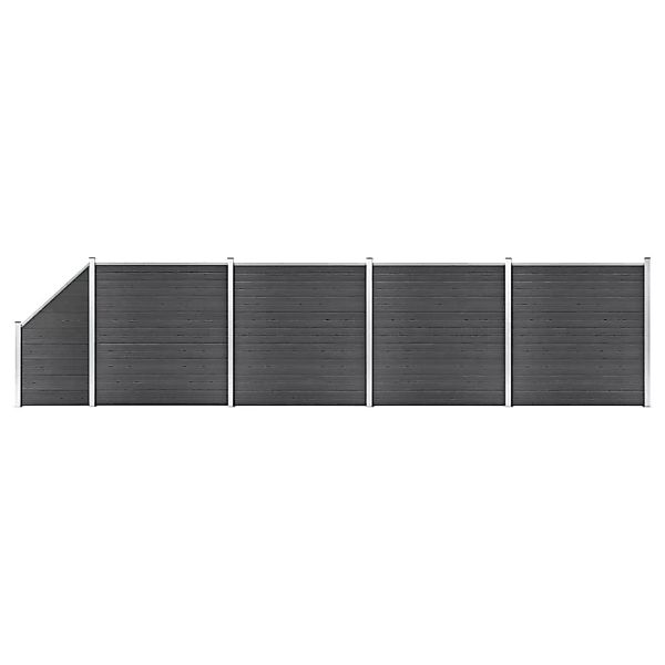 Zaunelement Set Wpc 792x(105-186)cm Schwarz günstig online kaufen