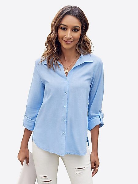 Imily Bela Blusenshirt Damen Button-Down-Hemdbluse aus Baumwoll Leinen (Pac günstig online kaufen