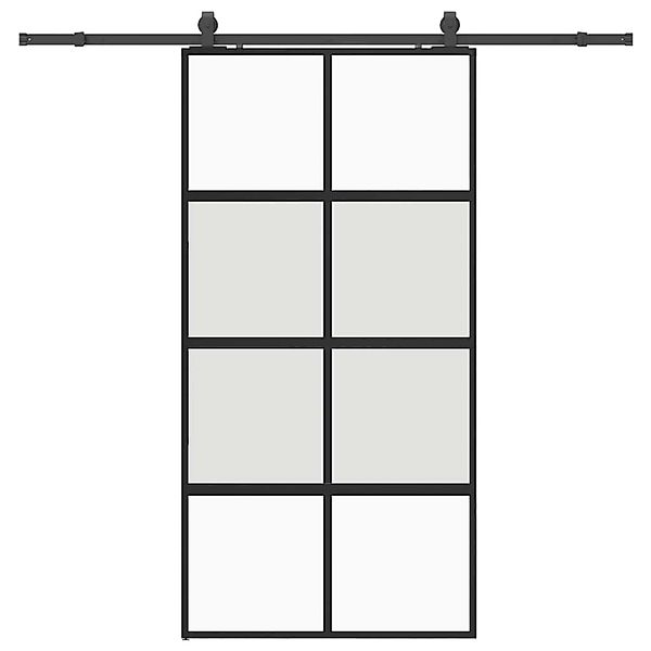 vidaXL Schiebetür mit Beschlag Schwarz 102,5x205 cm Hartglas 3375974 günstig online kaufen