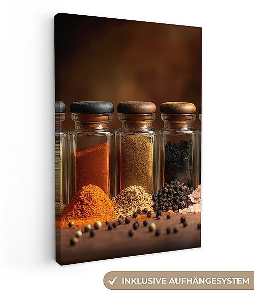 OneMillionCanvasses® Leinwandbild Gläser - Kräuter - Gewürze - Körner, Foto günstig online kaufen