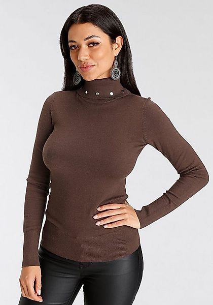 Melrose Rollkragenpullover mit Ziernieten in enger Passform günstig online kaufen