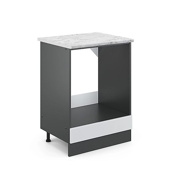 Vicco Herdumbauschrank R-Line Herdschrank Weiß Hochglanz/Anthrazit AP Marmo günstig online kaufen