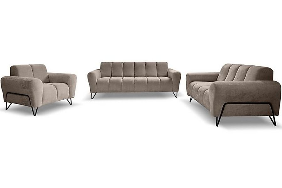 Beautysofa Polstergarnitur VOLARE, 3-Sitzer Sofa +2-Sitzer Sofa + Sessel, v günstig online kaufen