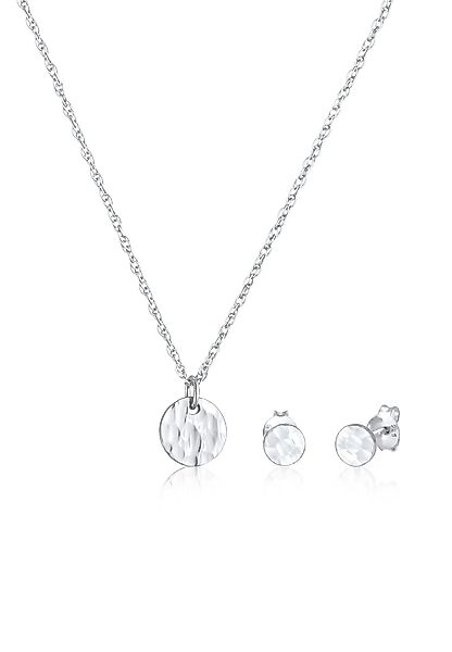 Elli Schmuckset Rund Gehämmert Halskette Stecker günstig online kaufen