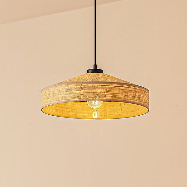 Lindby Hängeleuchte Haldor, Rattan, naturfarben, Ø 40 cm günstig online kaufen