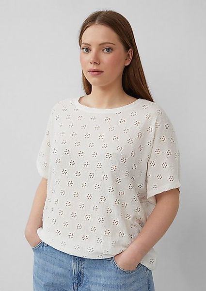 QS Kurzarmshirt Shirt mit Lochstickerei günstig online kaufen