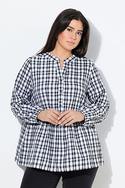 Ulla Popken Longbluse Bluse Karomuster Volantsaum günstig online kaufen