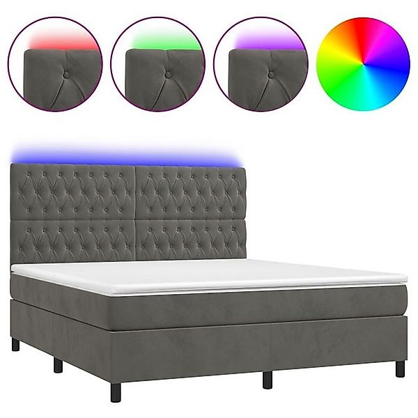 vidaXL Boxspringbett Boxspringbett mit Matratze LED Dunkelgrau 160x200 cm S günstig online kaufen