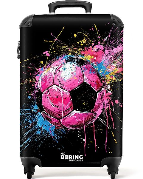 NoBoringSuitcases.com© Hartschalen-Trolley Rosa Fußball mit Graffiti günstig online kaufen