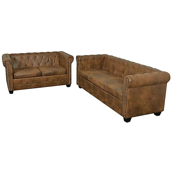 vidaXL Chesterfield-Sofas 2-Sitzer und 3-Sitzer Braun günstig online kaufen
