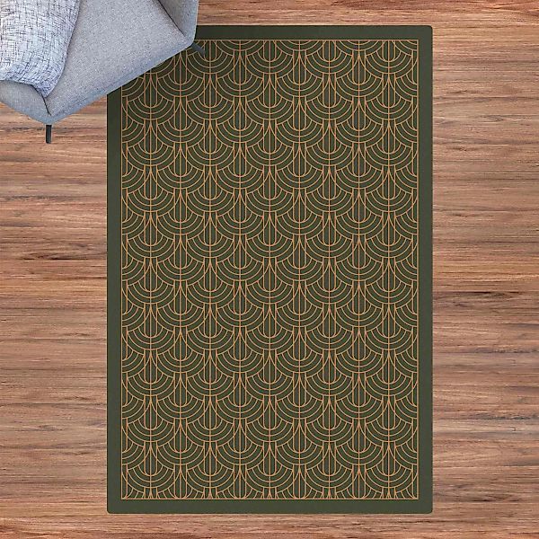 Kork-Teppich Art Deco Vorhang Muster mit Rahmen günstig online kaufen
