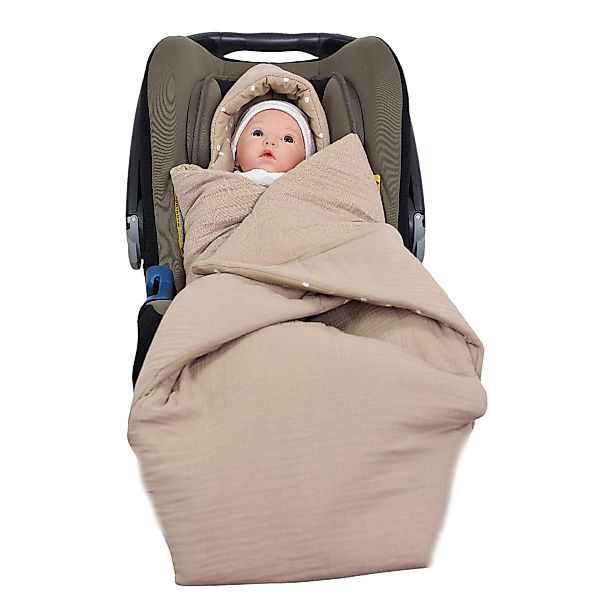Babydecke Einschlagdecke Musselin taupe/Punkte beige, HOBEA-Germany, günstig online kaufen