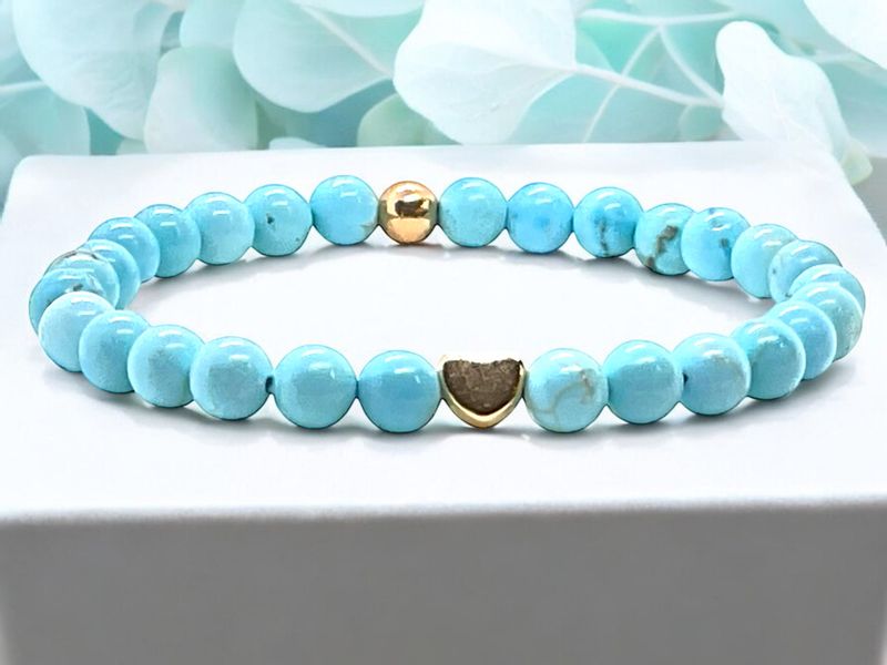 Steinfixx® Perlenarmband Türkis Edelsteinarmband mit 333 günstig online kaufen