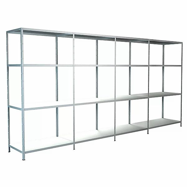 Schulte Steck-Grund- und 3 x Anbauregale 180 cm x 400 cm x 50 cm Weiß günstig online kaufen