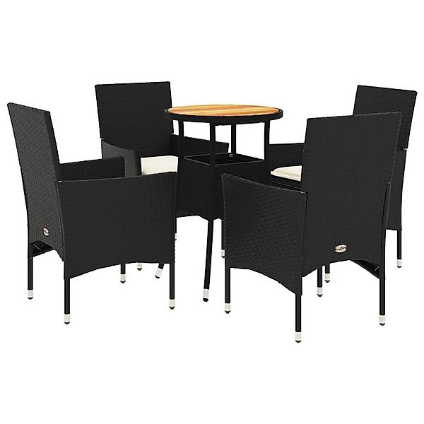 vidaXL 5-Tlg Garten-Essgruppe mit Kissen Schwarz Poly Rattan Akazie 3278728 günstig online kaufen