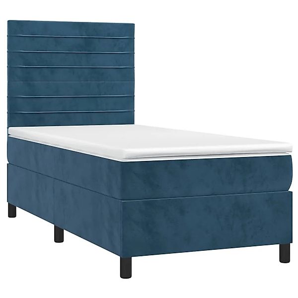 vidaXL Boxspringbett mit Matratze Dunkelblau 80x200 cm Samt 3143053 günstig online kaufen